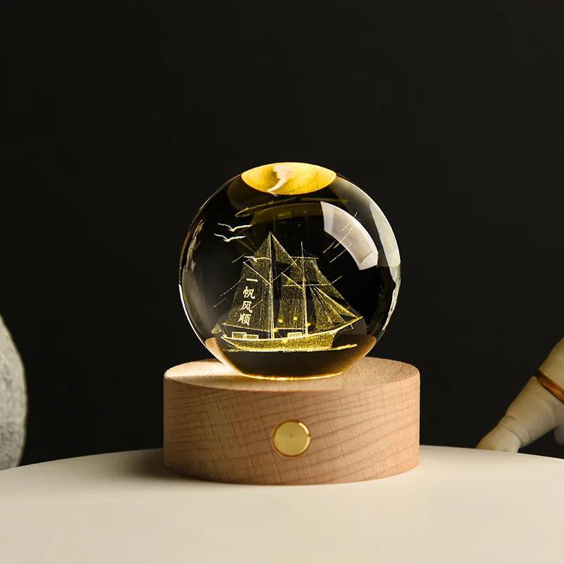 6cm 3D Crystal Solar System Globe Night Light 6cm-no-base ship by HitMyNeed