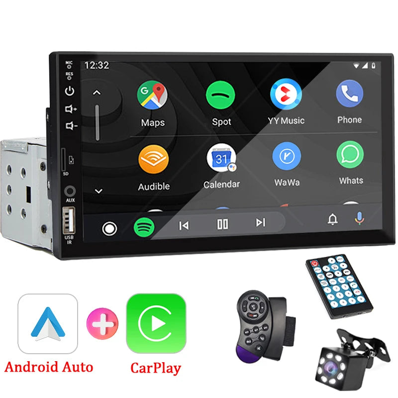 7" 1-DIN Car Stereo with CarPlay & Android Auto by HitMyNeed