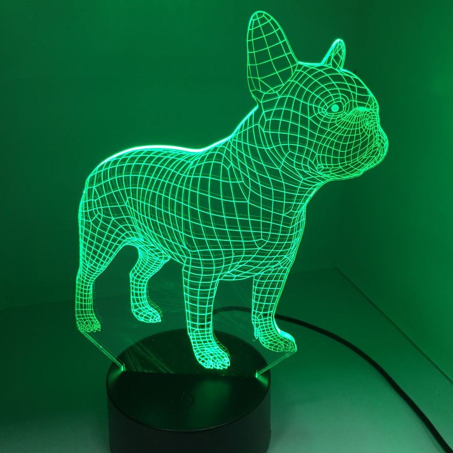 7-Color 3D Hologram French Bulldog Night Light by HitMyNeed
