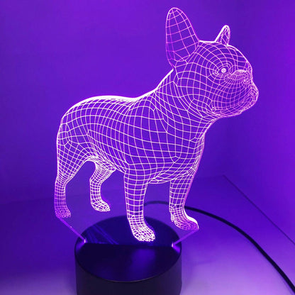 7-Color 3D Hologram French Bulldog Night Light by HitMyNeed