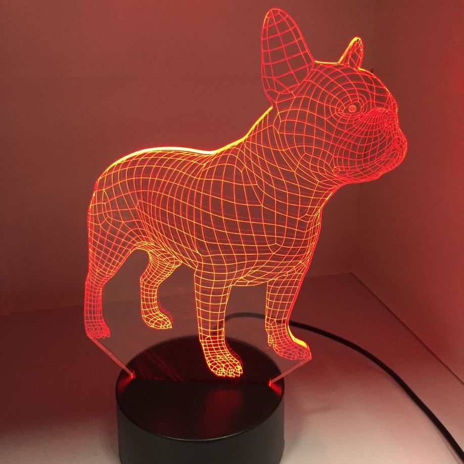 7-Color 3D Hologram French Bulldog Night Light by HitMyNeed
