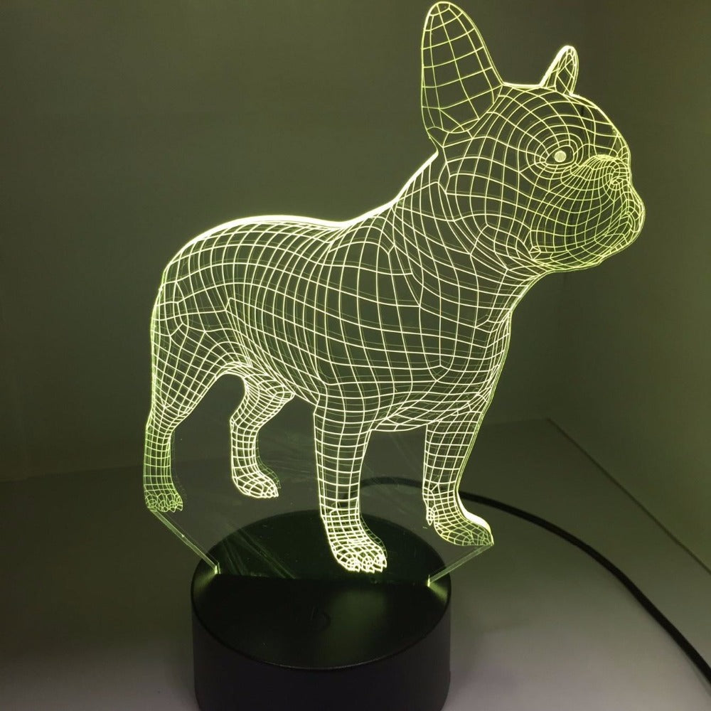 7-Color 3D Hologram French Bulldog Night Light by HitMyNeed