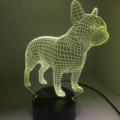 7-Color 3D Hologram French Bulldog Night Light by HitMyNeed