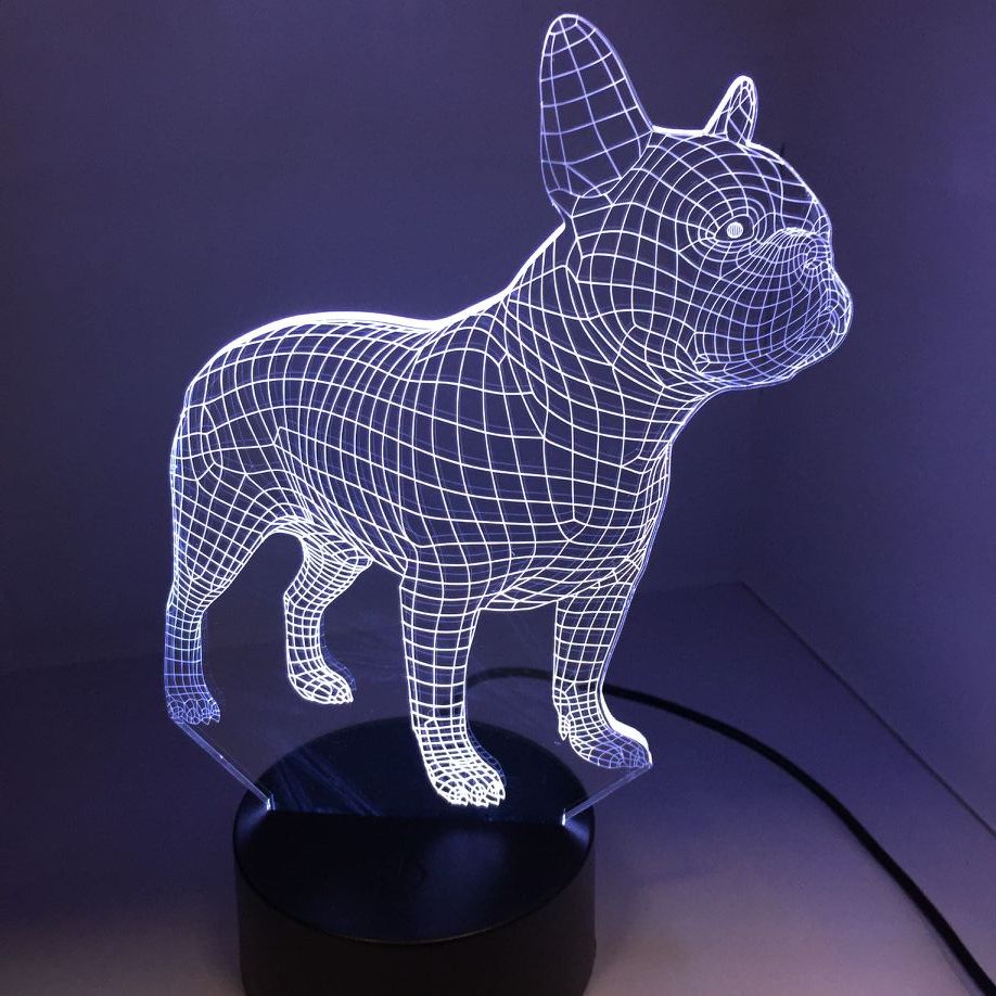 7-Color 3D Hologram French Bulldog Night Light by HitMyNeed