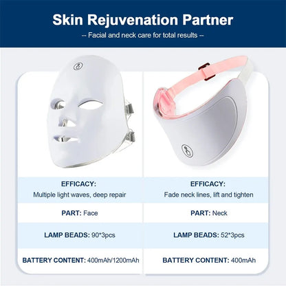 7 Color LED Face & Neck Light Therapy Mask by HitMyNeed