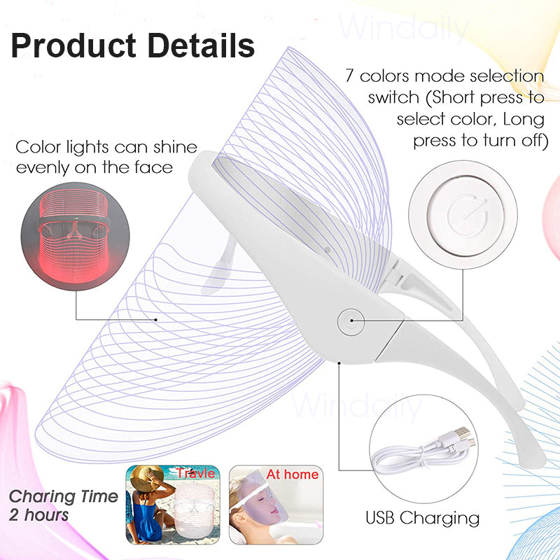 7-Color LED Light Therapy Wireless Facial Mask by HitMyNeed