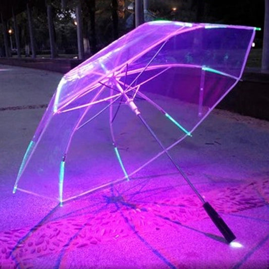 7-Color LED Transparent Umbrella with Flashlight Handle by HitMyNeed