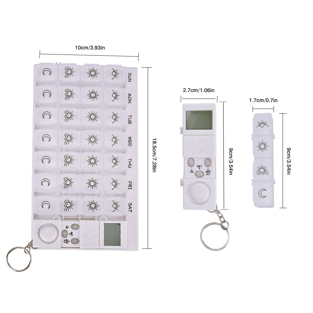 7 Day LED Pill Box Reminder with Detachable Alarm by HitMyNeed