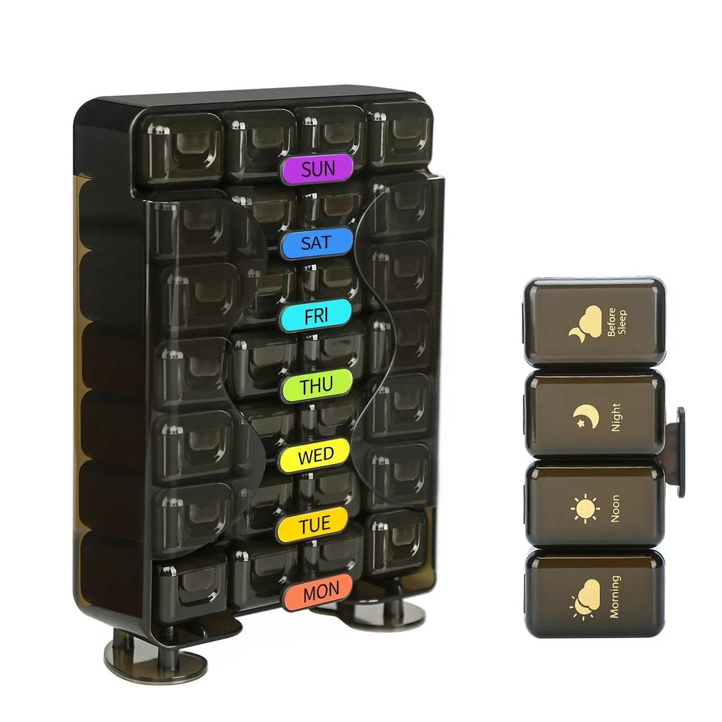 7-Day Pill Organizer with 3 Daily Compartments brown by HitMyNeed