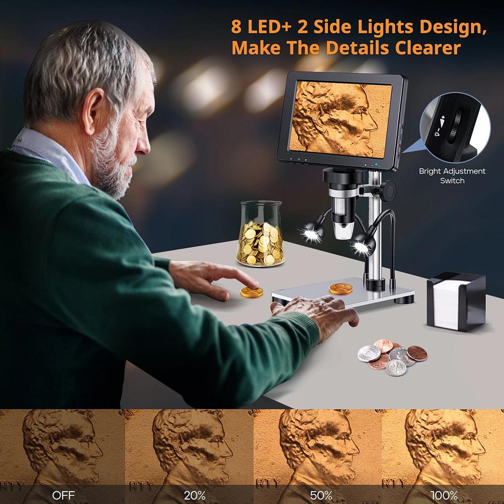 7" Digital Microscope 12MP 1200X with 7" LCD Screen by HitMyNeed