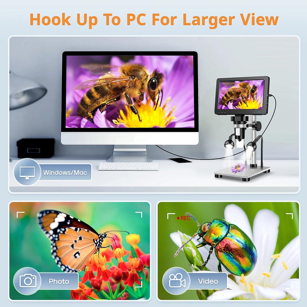 7" Digital Microscope 12MP 1200X with 7" LCD Screen by HitMyNeed