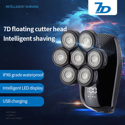 7-Head Rechargeable Electric Bald Head Shaver for Men by HitMyNeed