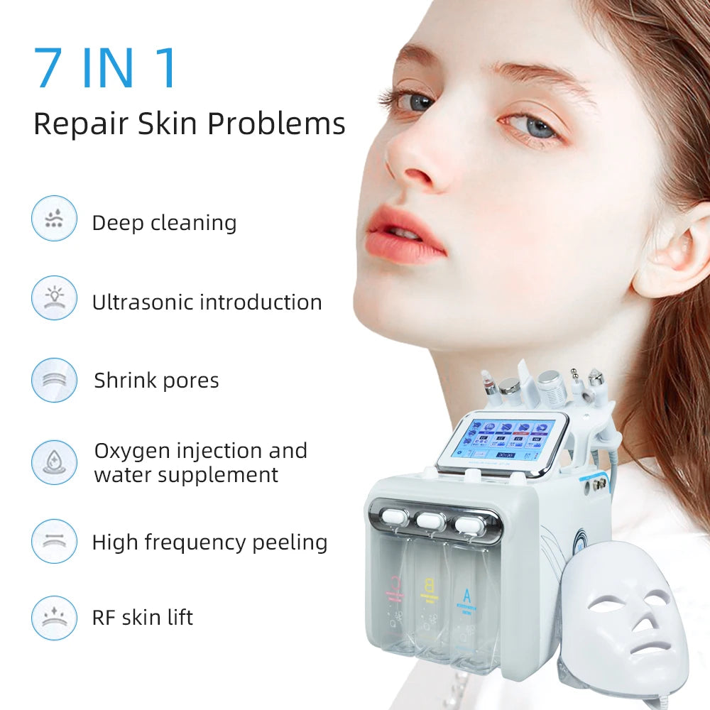 7-in-1 Water Oxygen Small Bubble Hydra Facial Machine by HitMyNeed