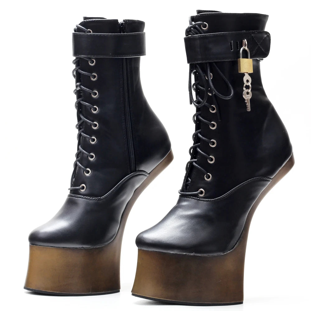 7 Inch Heel Ponyplay Ankle Platform Boots by HitMyNeed