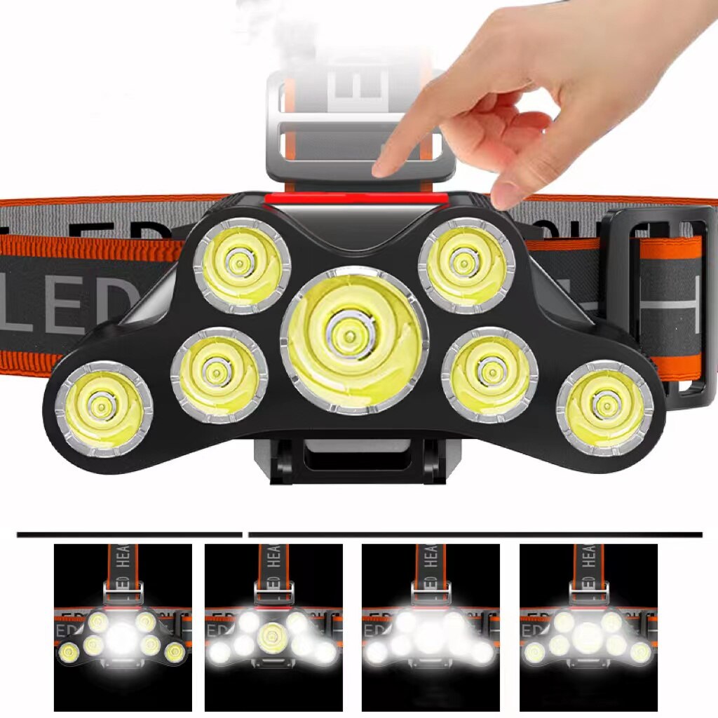 7-LED Rechargeable Waterproof Headlamp, 4 Modes by HitMyNeed