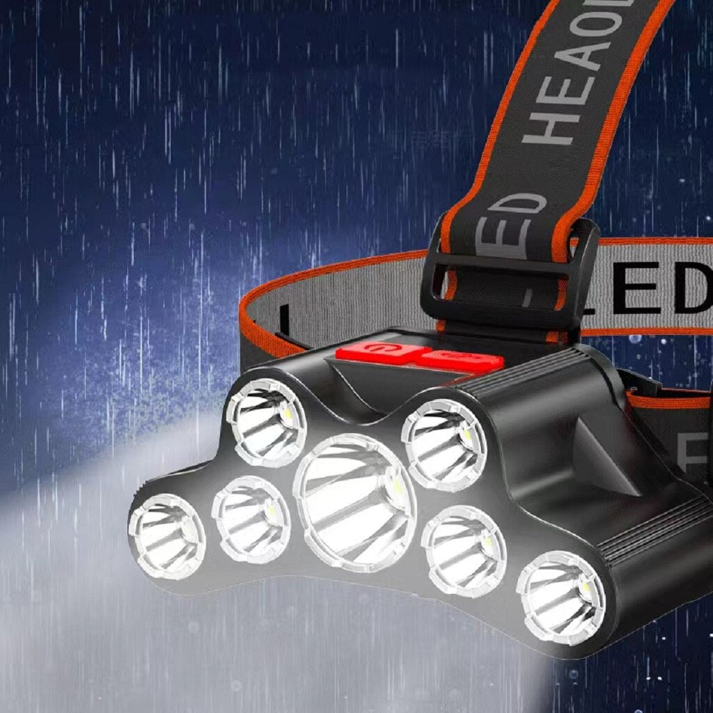 7-LED Rechargeable Waterproof Headlamp, 4 Modes by HitMyNeed