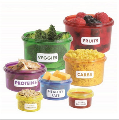 7-Piece Color-Coded Meal Portion Food Containers Set by HitMyNeed