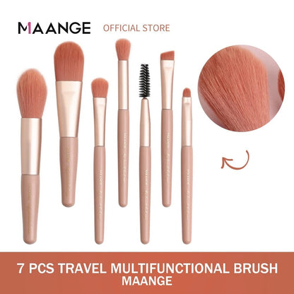 7-Piece Pink Makeup Brush Set for Face & Eyes by HitMyNeed