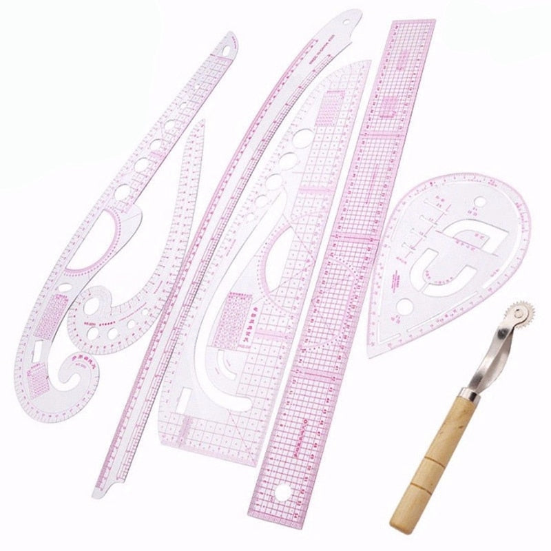 7-Piece Sewing Ruler & Measuring Kit with Marking Wheel by HitMyNeed