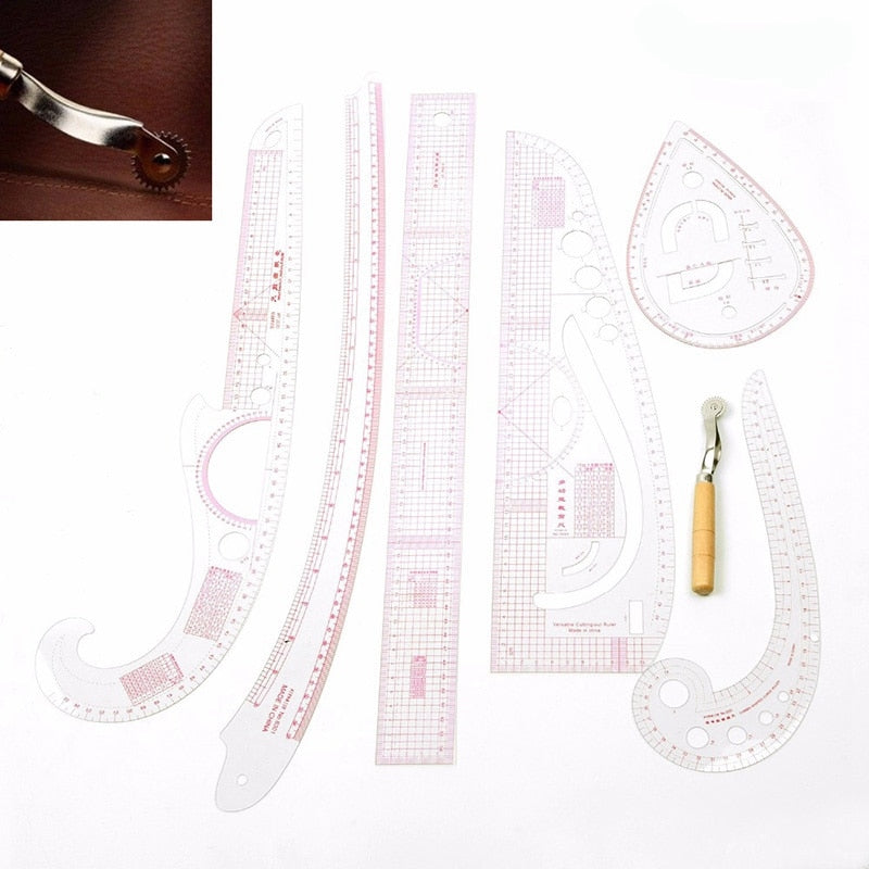 7-Piece Sewing Ruler & Measuring Kit with Marking Wheel by HitMyNeed