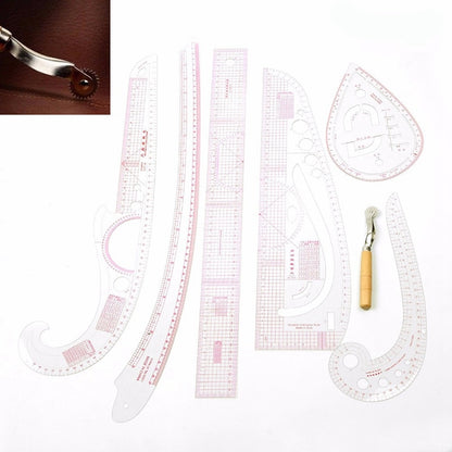 7-Piece Sewing Ruler & Measuring Kit with Marking Wheel by HitMyNeed