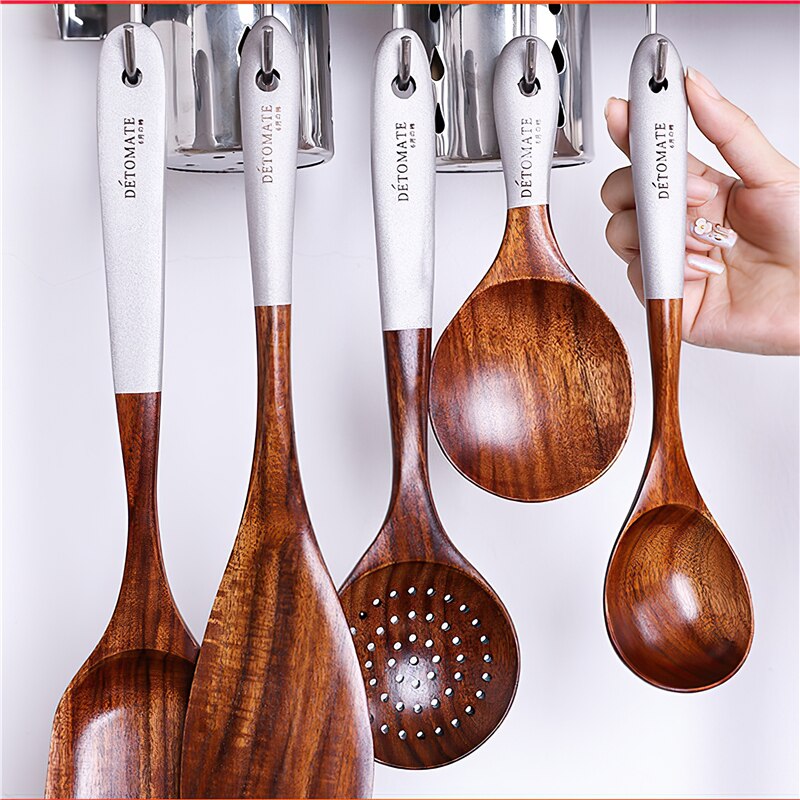 7-Piece Teak Wooden Cooking Utensil Set by HitMyNeed