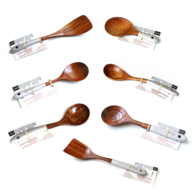 7-Piece Teak Wooden Cooking Utensil Set by HitMyNeed