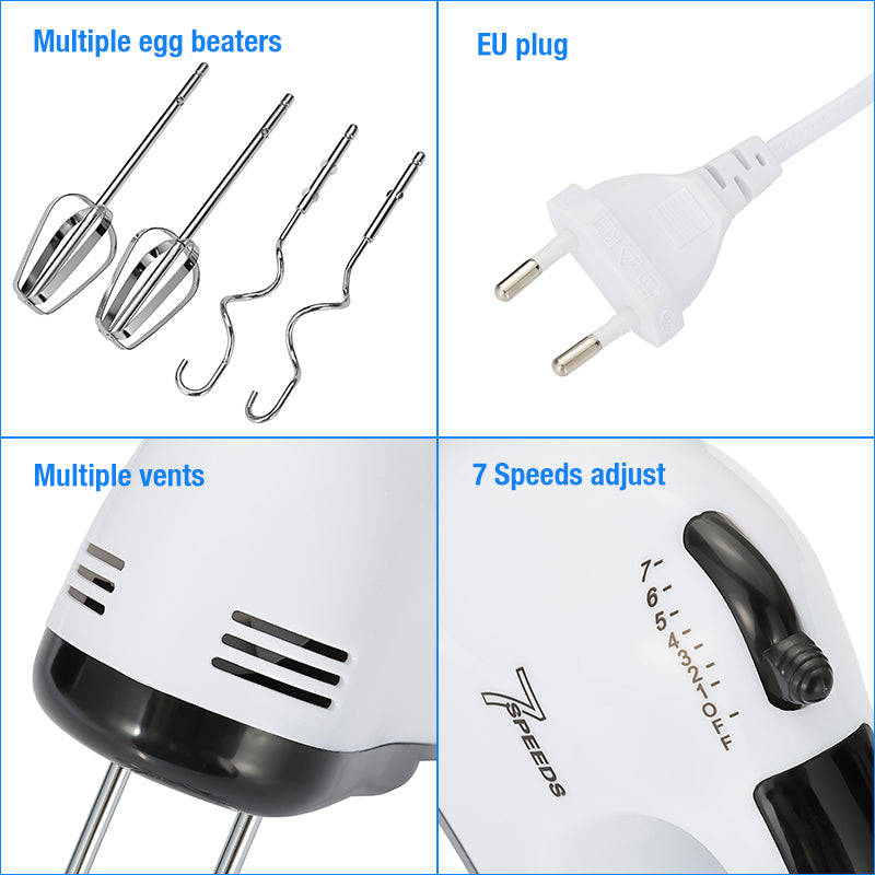 7-Speed Electric Hand Mixer with Beaters & Hooks by HitMyNeed