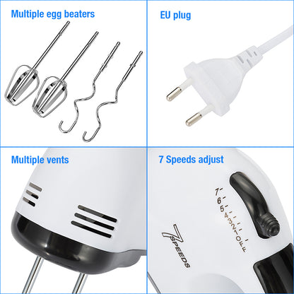 7-Speed Electric Hand Mixer with Beaters & Hooks by HitMyNeed