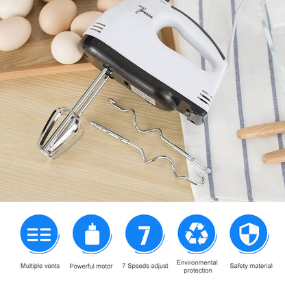 7-Speed Electric Hand Mixer with Beaters & Hooks by HitMyNeed