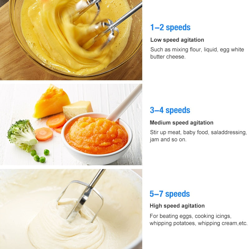 7-Speed Electric Hand Mixer with Beaters & Hooks by HitMyNeed