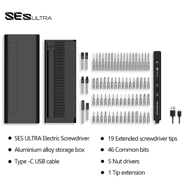 70-in-1 Mini Electric Precision Screwdriver Set ses-ultra-black by HitMyNeed