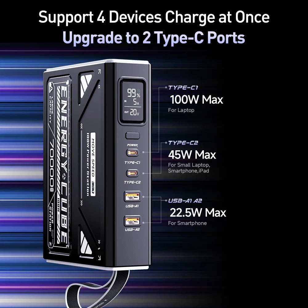 70000mAh 100W Laptop Power Bank with Flashlight by HitMyNeed