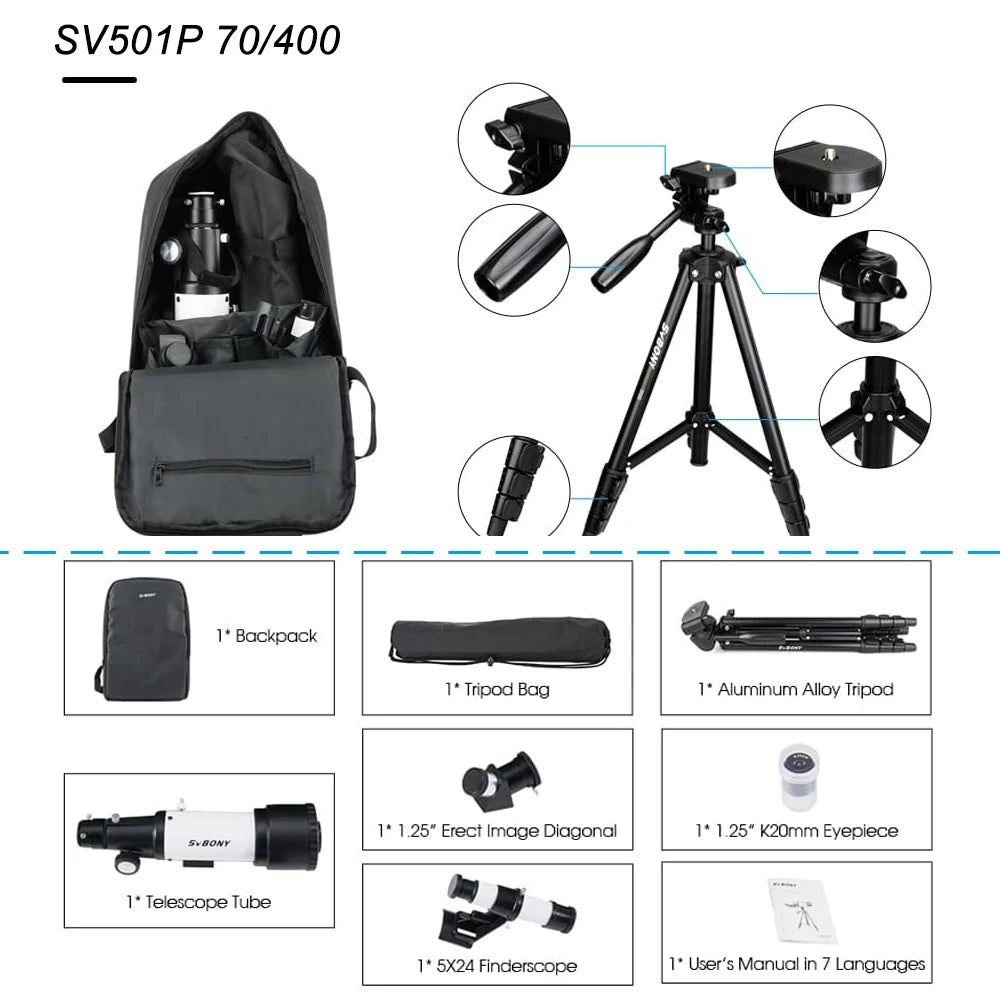 70mm Refractor Telescope 400mm for Kids & Beginners by HitMyNeed