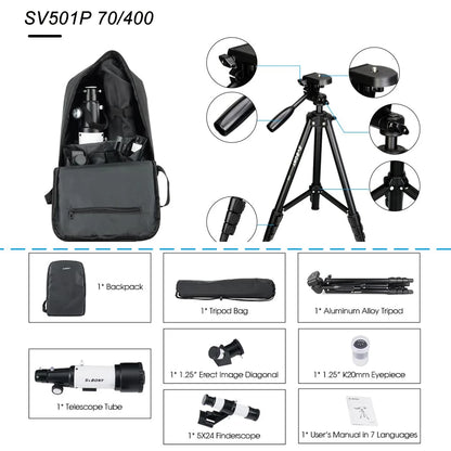 70mm Refractor Telescope 400mm for Kids & Beginners by HitMyNeed