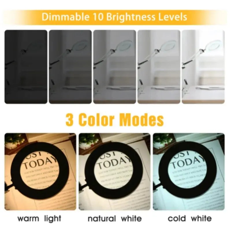 72LED 8X/10X USB Magnifying Lamp with 3 Color Modes by HitMyNeed