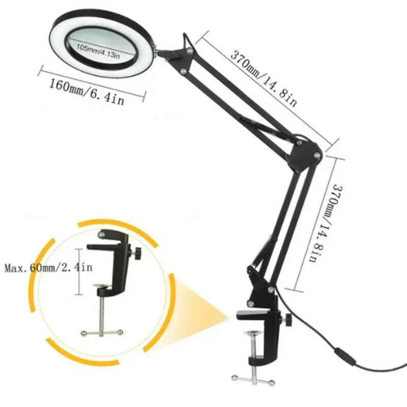 72LED 8X/10X USB Magnifying Lamp with 3 Color Modes long-version-black by HitMyNeed