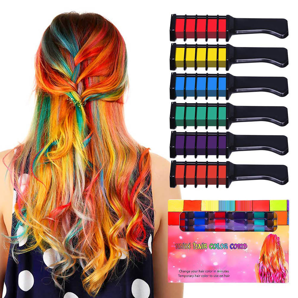 Temporary Hair Chalk Color Set, 6 Bright Shades