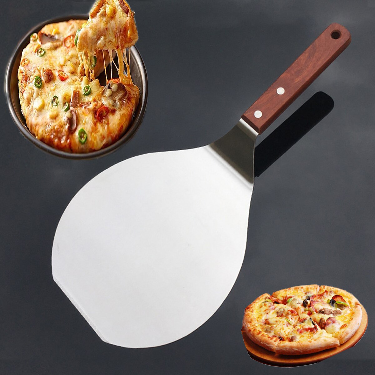 Stainless Steel Pizza Oven Shovel with Wooden Handle