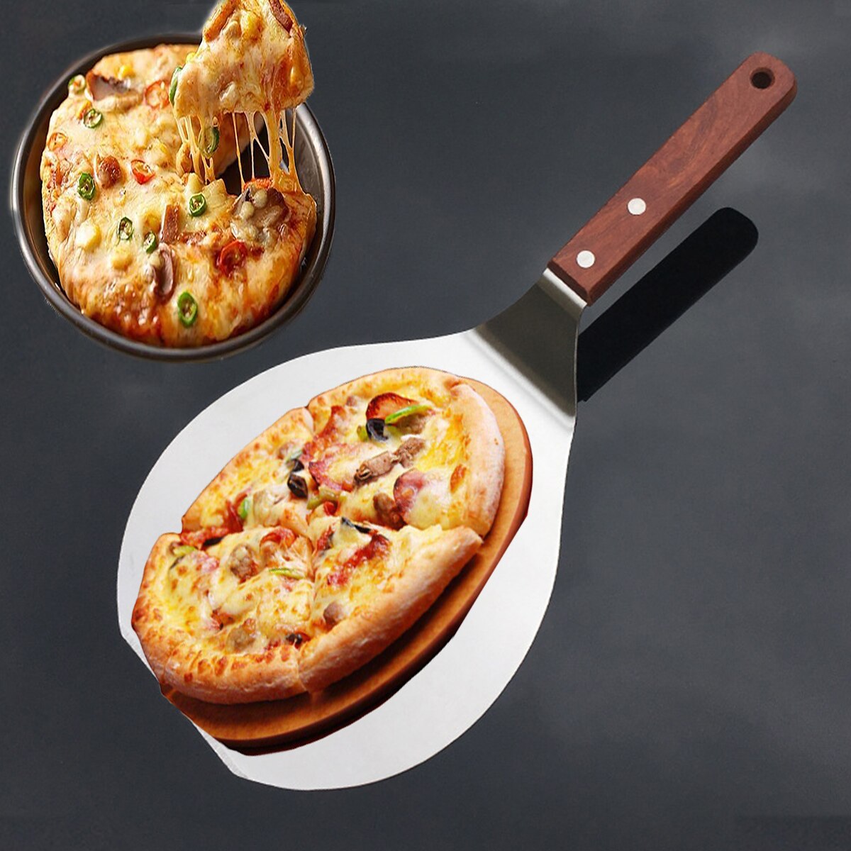 Stainless Steel Pizza Oven Shovel with Wooden Handle