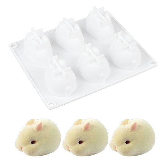 Six Slot 3D Bunny Silicone Mold for Desserts