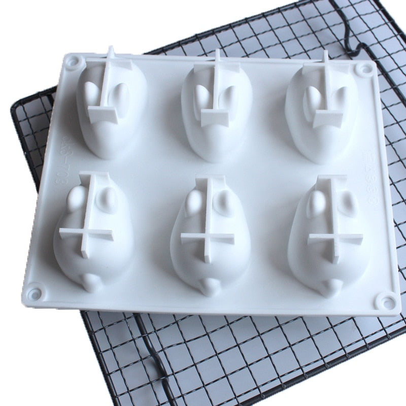 Six Slot 3D Bunny Silicone Mold for Desserts