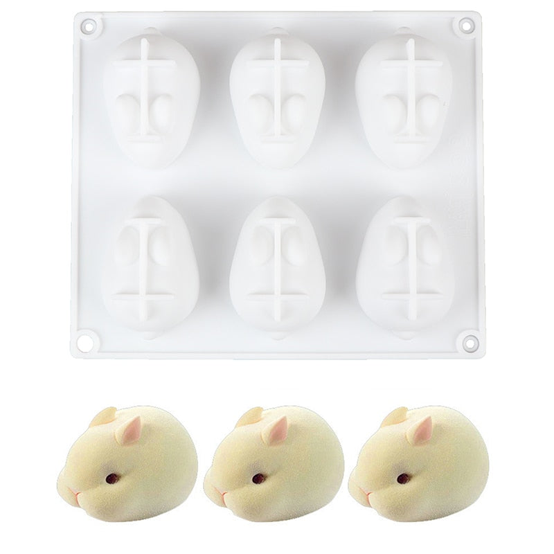 Six Slot 3D Bunny Silicone Mold for Desserts