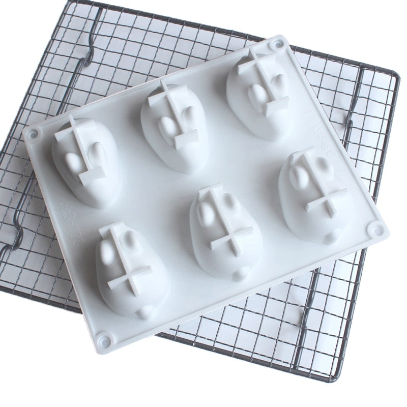 Six Slot 3D Bunny Silicone Mold for Desserts