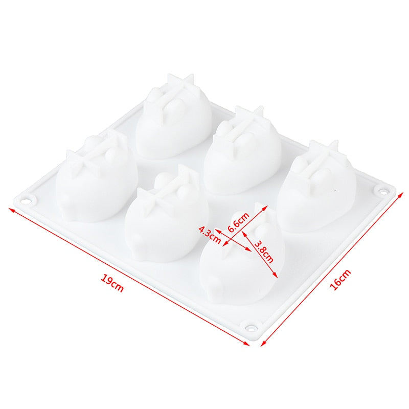 Six Slot 3D Bunny Silicone Mold for Desserts