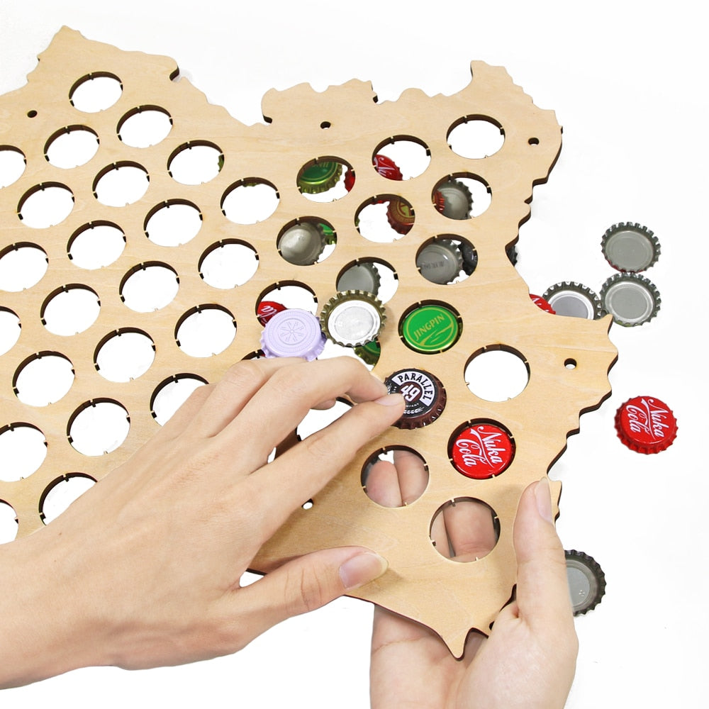 Map of France Wooden Beer Cap Display Board