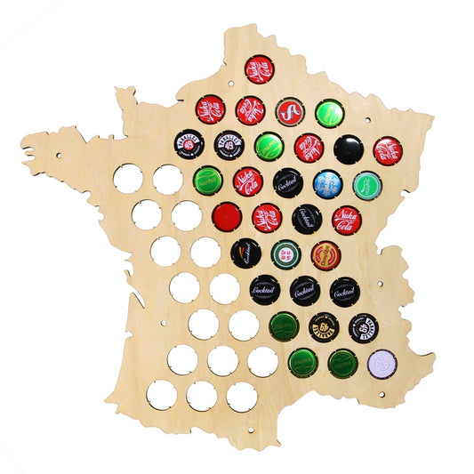 Map of France Wooden Beer Cap Display Board