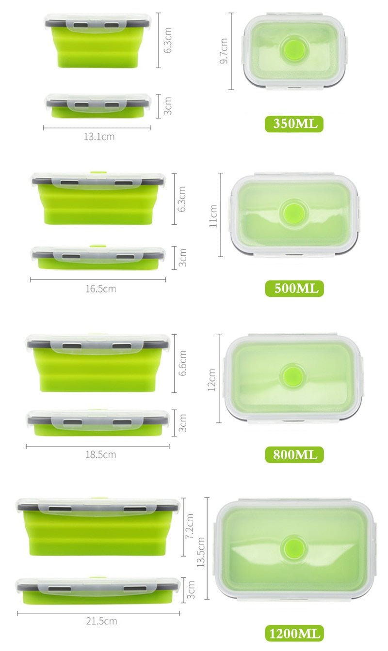 Foldable Lunch Boxes Food Containers, Set of 4