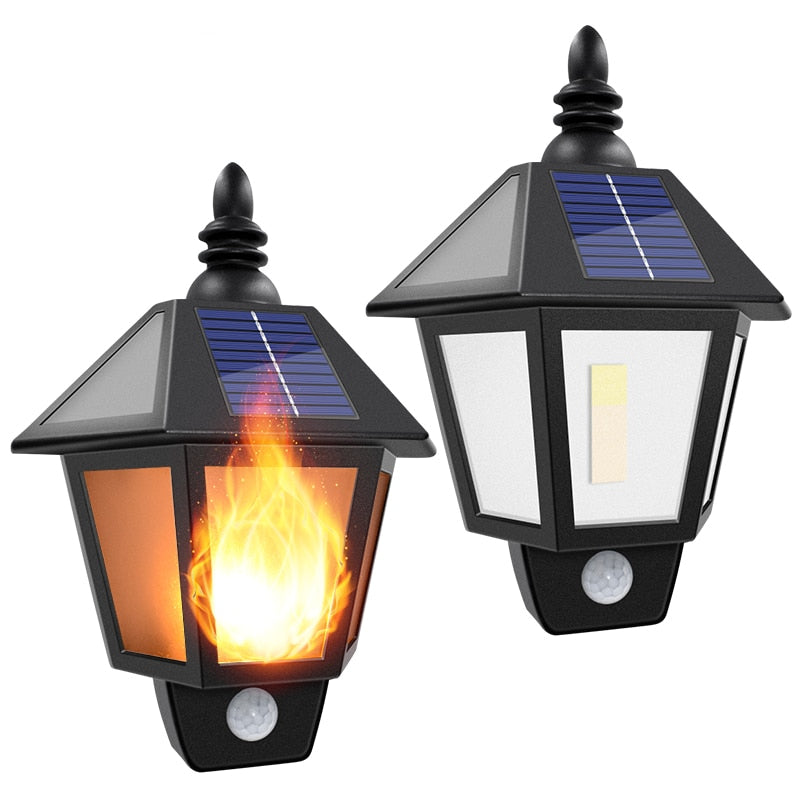 Flickering Solar Outdoor Wall Lamp with Sensor