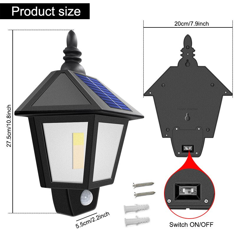 Flickering Solar Outdoor Wall Lamp with Sensor
